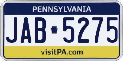 PA license plate JAB5275