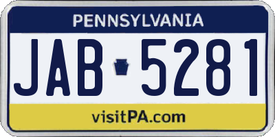 PA license plate JAB5281