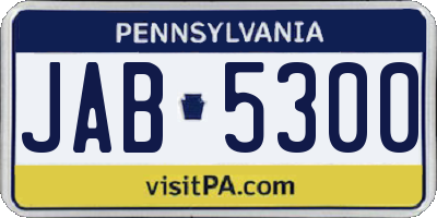 PA license plate JAB5300