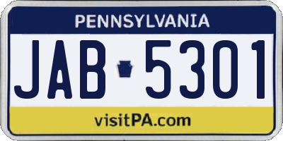 PA license plate JAB5301