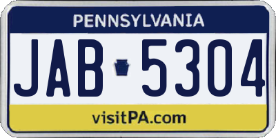 PA license plate JAB5304