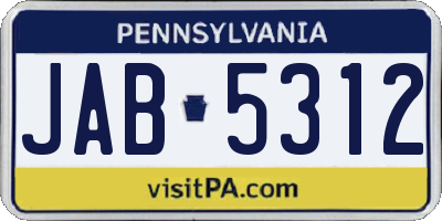 PA license plate JAB5312