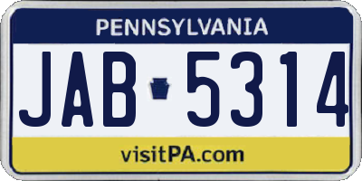 PA license plate JAB5314