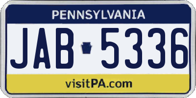 PA license plate JAB5336