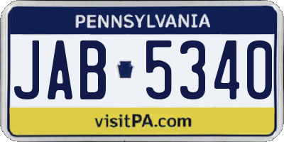 PA license plate JAB5340