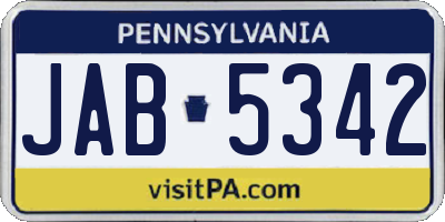 PA license plate JAB5342