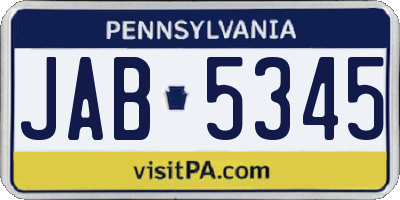 PA license plate JAB5345