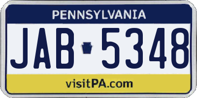 PA license plate JAB5348