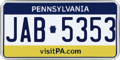 PA license plate JAB5353