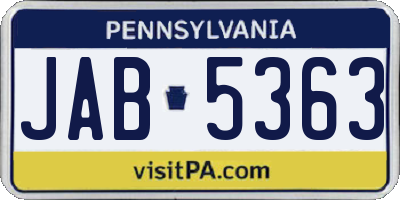 PA license plate JAB5363