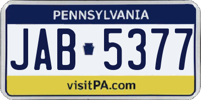 PA license plate JAB5377