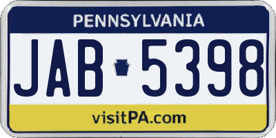PA license plate JAB5398