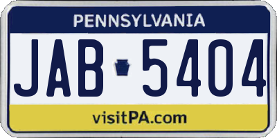 PA license plate JAB5404