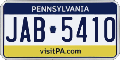 PA license plate JAB5410