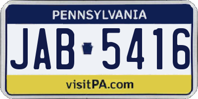 PA license plate JAB5416