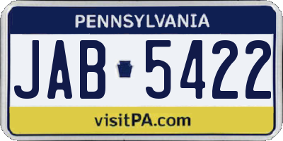 PA license plate JAB5422
