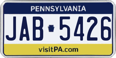 PA license plate JAB5426