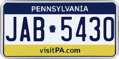 PA license plate JAB5430