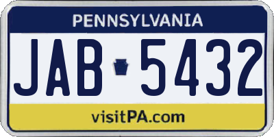 PA license plate JAB5432