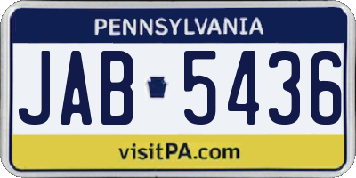 PA license plate JAB5436