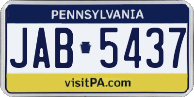 PA license plate JAB5437