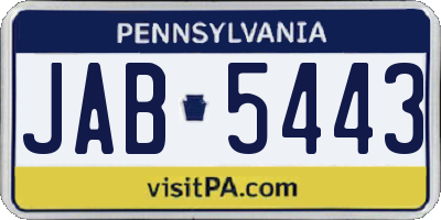 PA license plate JAB5443