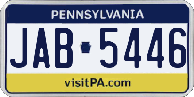 PA license plate JAB5446