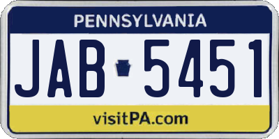 PA license plate JAB5451