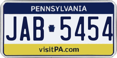 PA license plate JAB5454