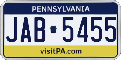 PA license plate JAB5455