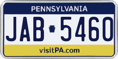 PA license plate JAB5460