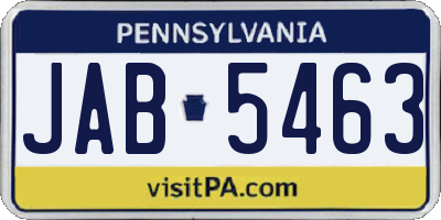 PA license plate JAB5463
