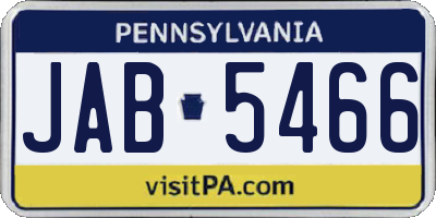 PA license plate JAB5466