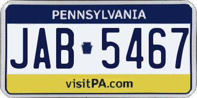 PA license plate JAB5467