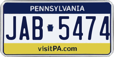 PA license plate JAB5474