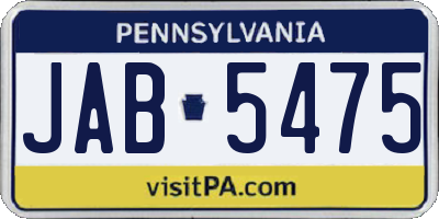 PA license plate JAB5475