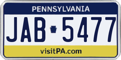 PA license plate JAB5477