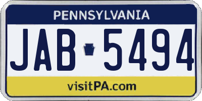 PA license plate JAB5494