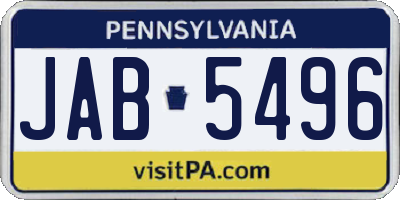 PA license plate JAB5496