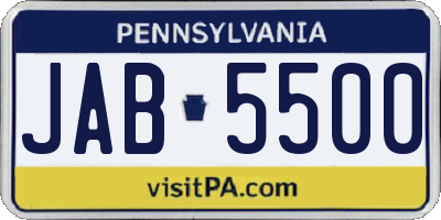 PA license plate JAB5500