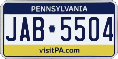 PA license plate JAB5504