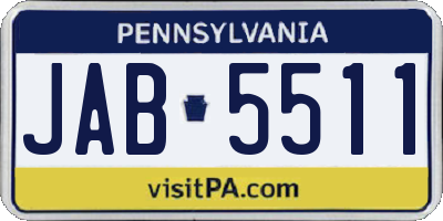 PA license plate JAB5511