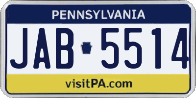 PA license plate JAB5514