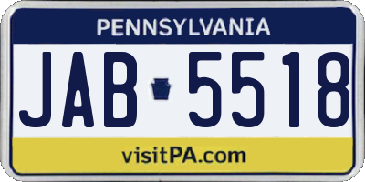 PA license plate JAB5518