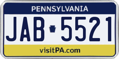 PA license plate JAB5521