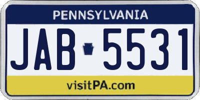 PA license plate JAB5531