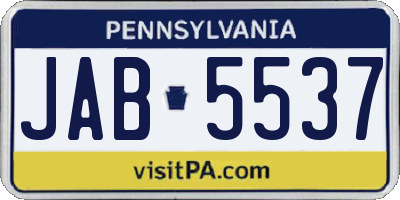 PA license plate JAB5537