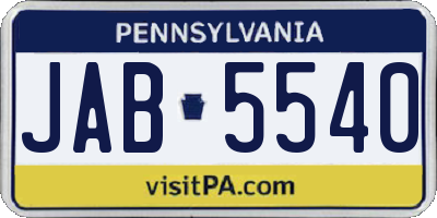 PA license plate JAB5540