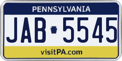 PA license plate JAB5545