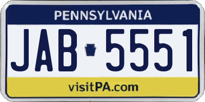 PA license plate JAB5551
